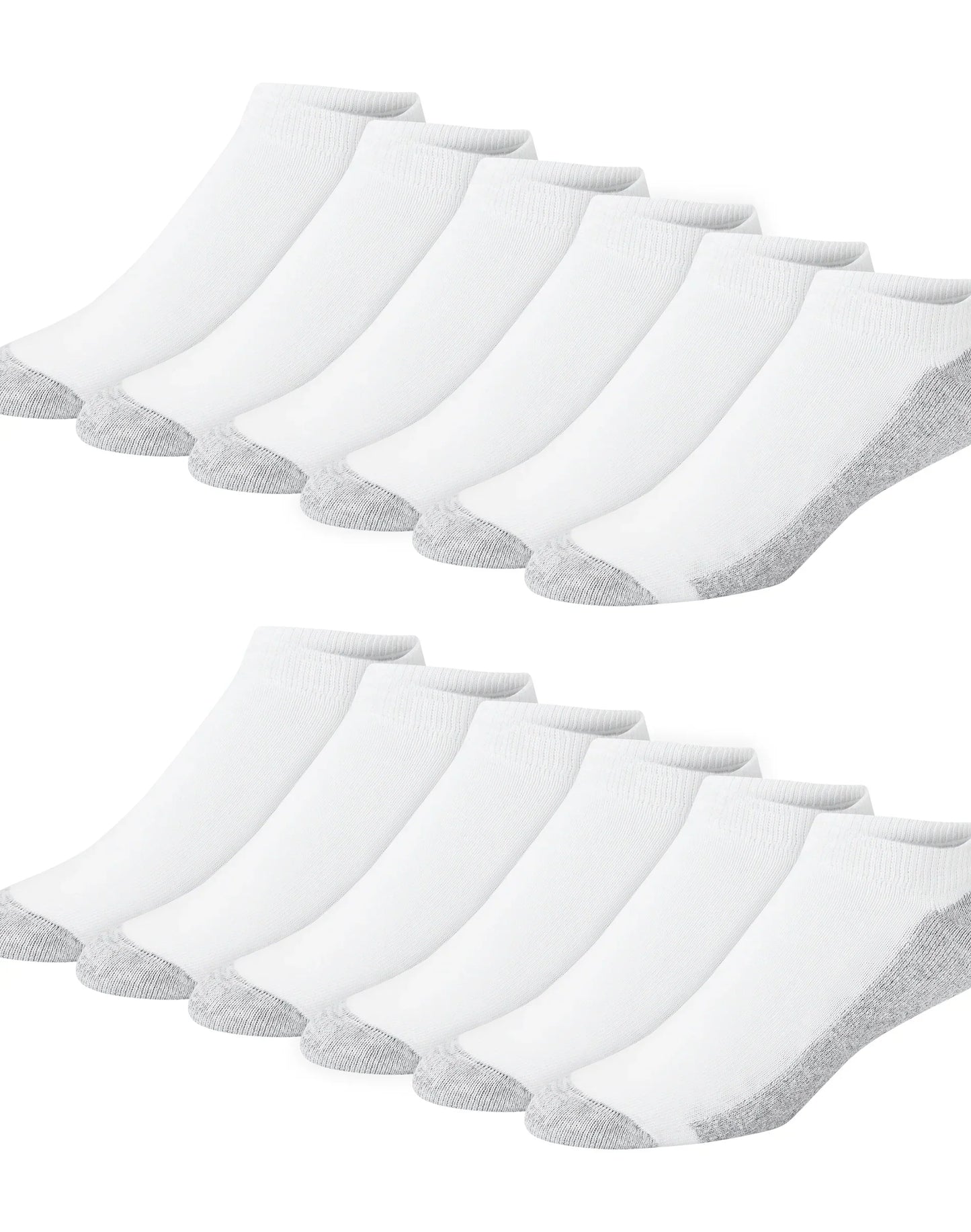 Hanes Double Tough Men's No-Show Socks, Shoe Sizes 6-12, 12-Pairs