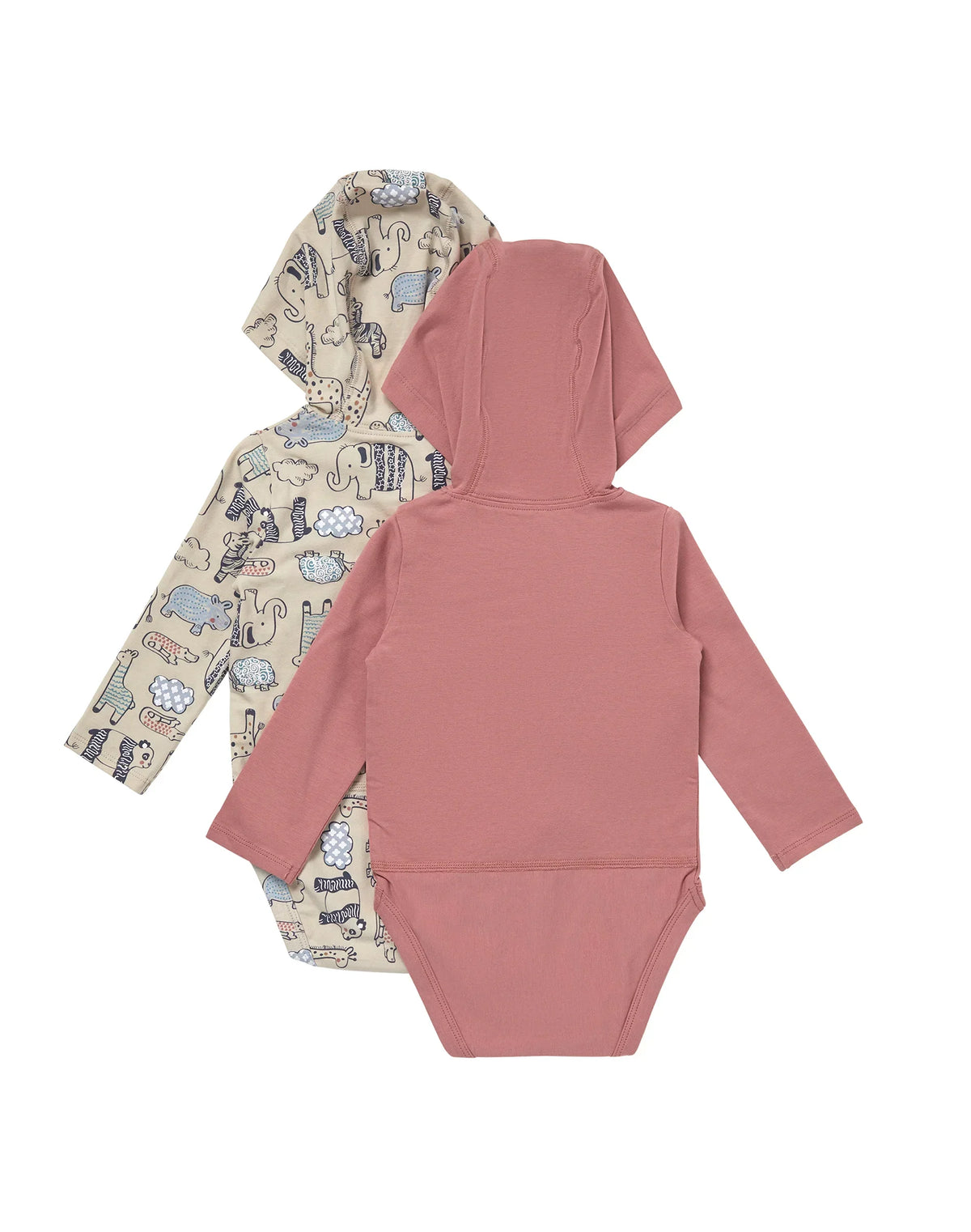Hanes Pure Comfort Baby Long Sleeve Hooded Bodysuits, Organic Cotton, Boys & Girls, 2-Pack