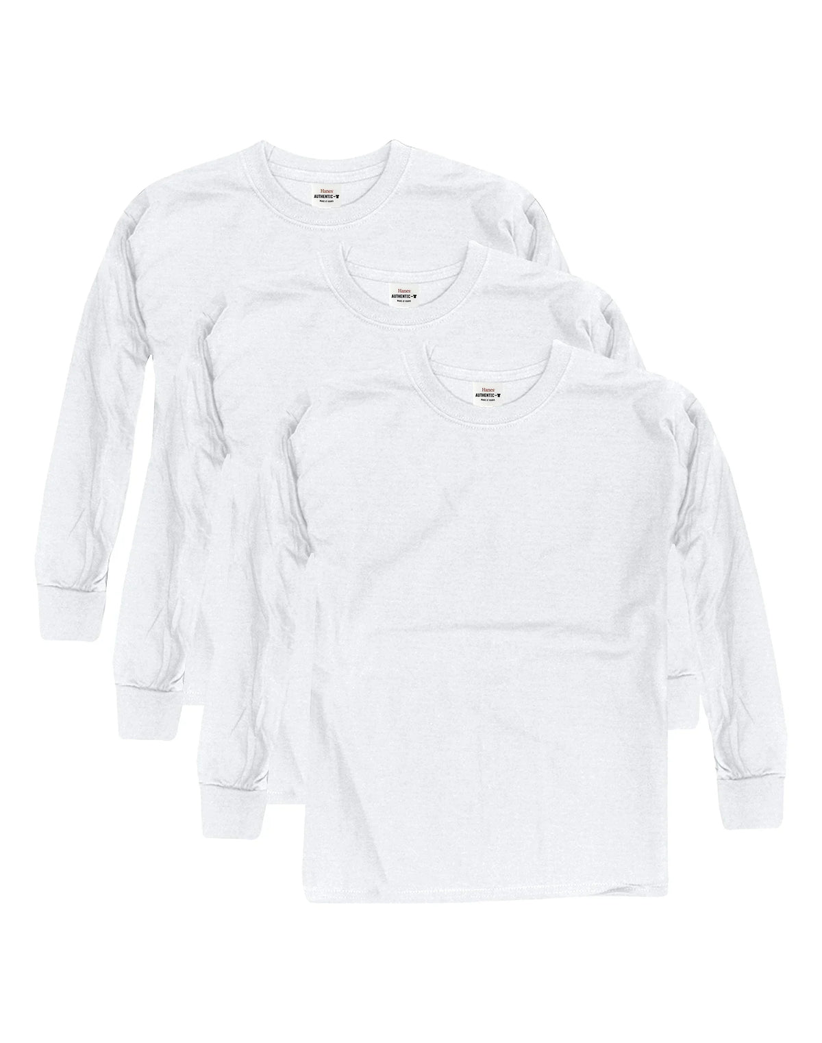 Hanes Boys' Long Sleeve T-Shirt, 3-Pack