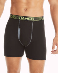 Hanes Sport X-Temp Men’s Cotton Boxer Brief Underwear, Black/Grey, 4-Pack