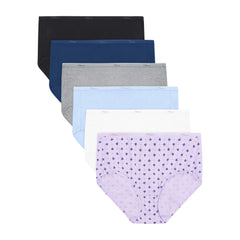 Hanes Women's Cotton Brief Underwear, Moisture-Wicking, 6-Pack