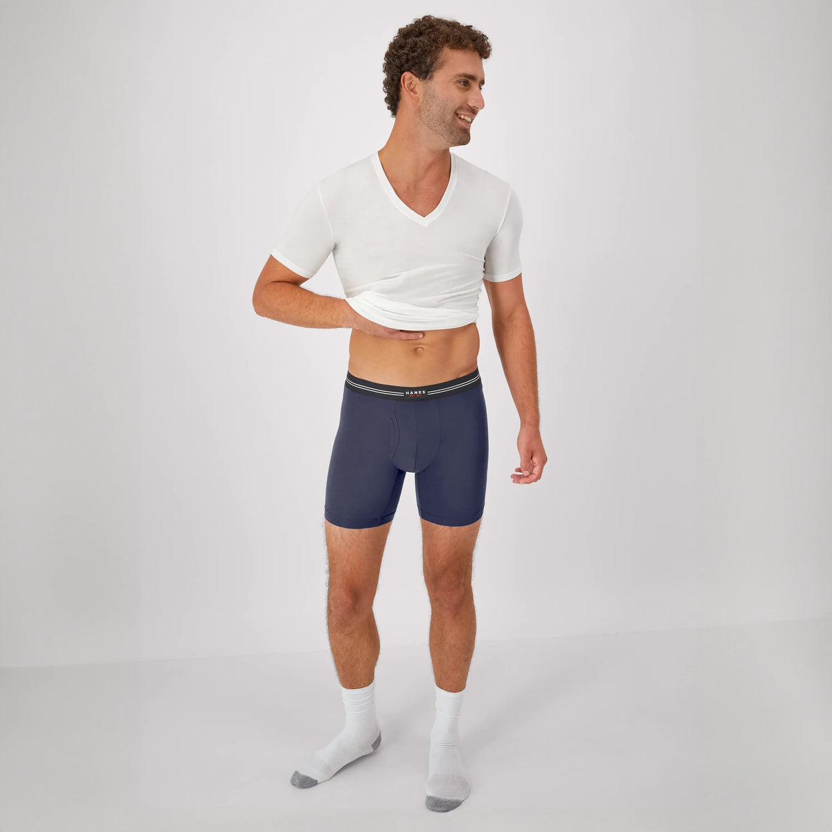Hanes Perfect Flex Men's Boxer Brief Underwear, Lightweight & Breathable, Navy, 1-Pack