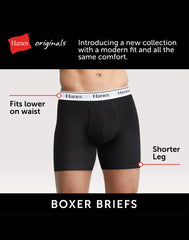 Hanes Originals Men’s Stretch Cotton Boxer Brief Underwear, Moisture-Wicking
