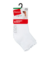 Hanes Originals Women’s SuperSoft Ankle Socks, 6-Pairs