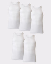 Hanes Ultimate Big Men’s White Tank Top Undershirt Pack, Cotton, 5-Pack, (Big & Tall Sizes)