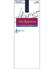 Hanes Silk Reflections Silky Sheer Knee Highs with Reinforced Toe, 2-Pairs