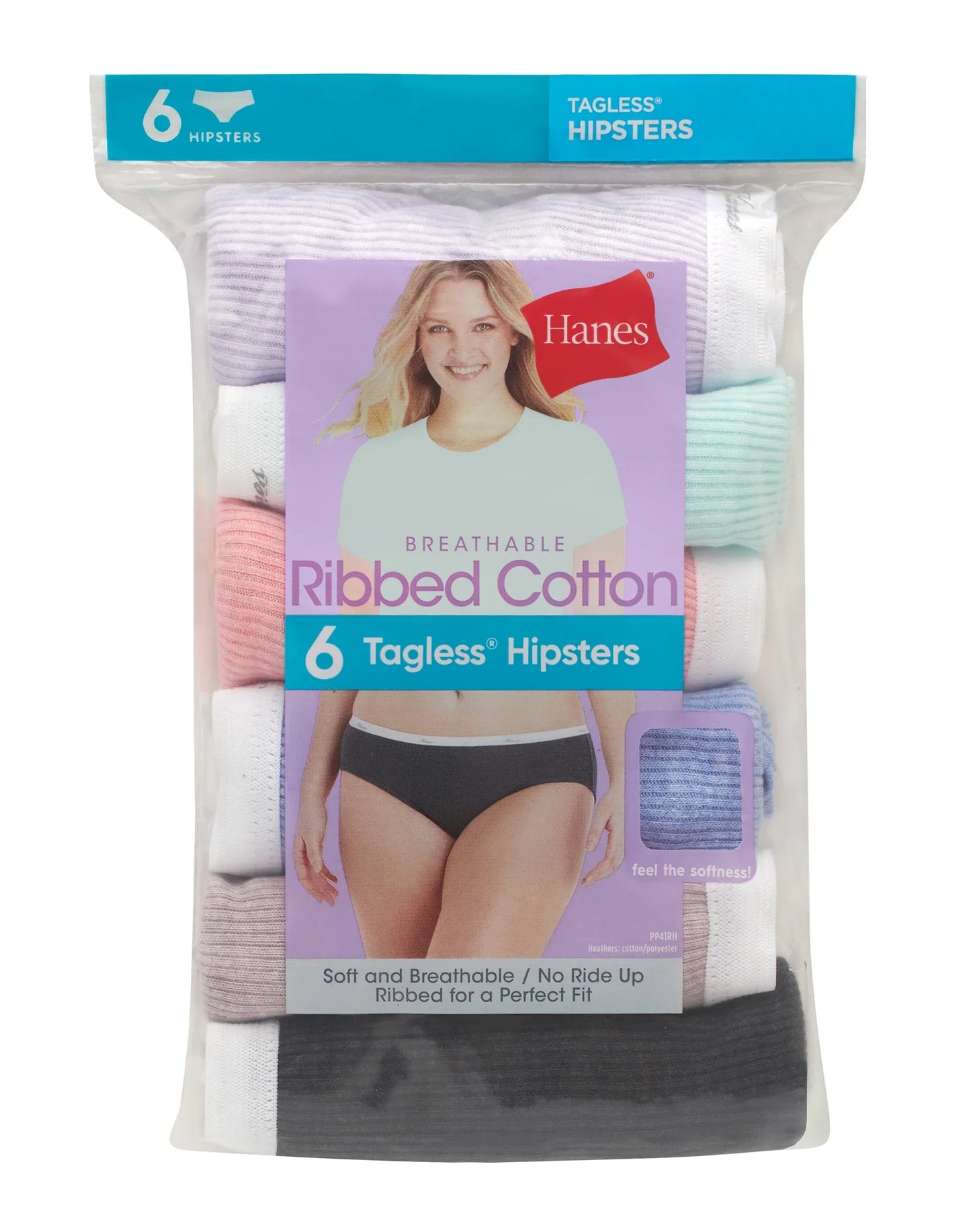 Hanes Women's Ribbed Hipster Underwear, 6-Pack