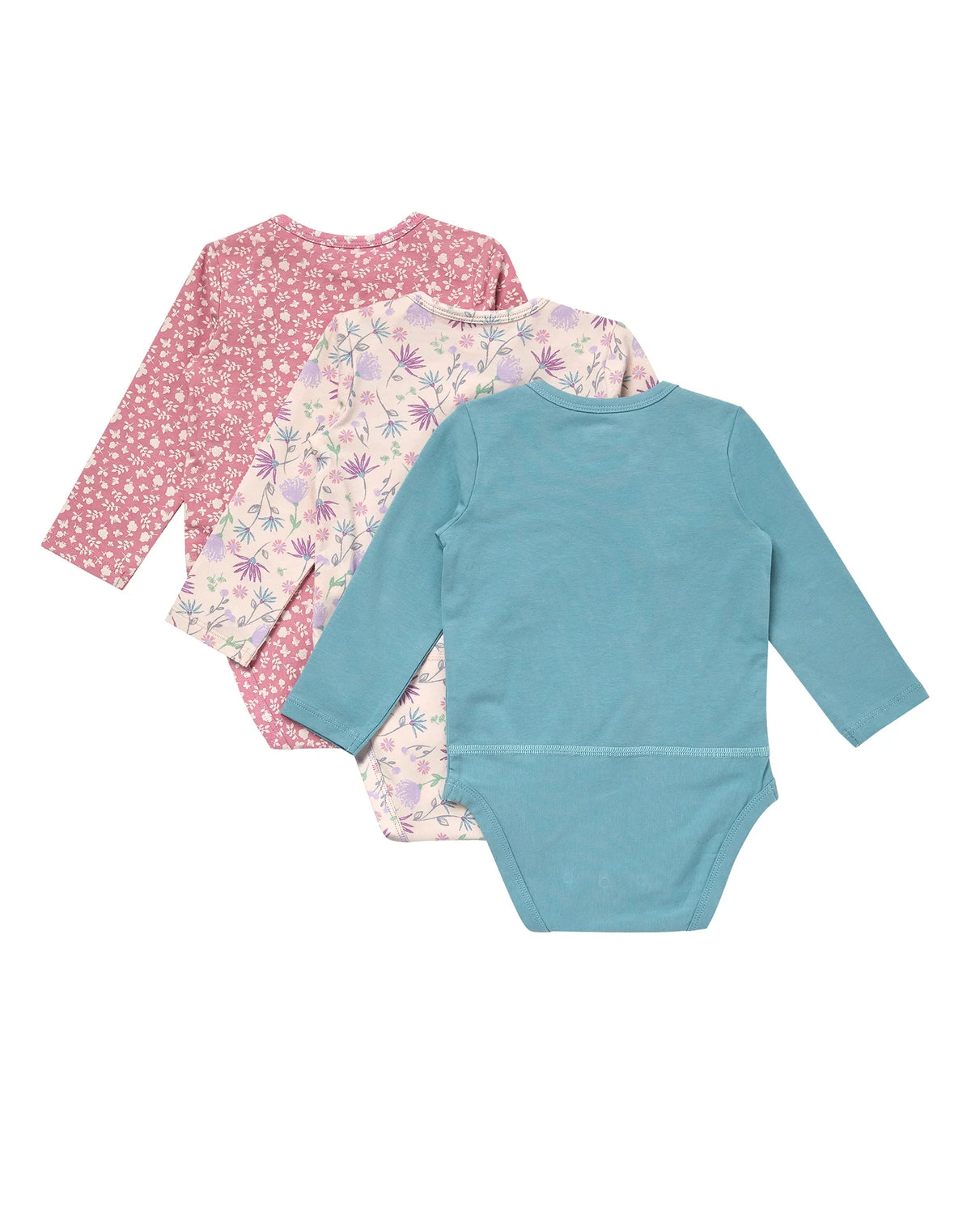 Hanes Pure Comfort Baby Long Sleeve Bodysuits, Organic Cotton, Boys & Girls, 3-Pack