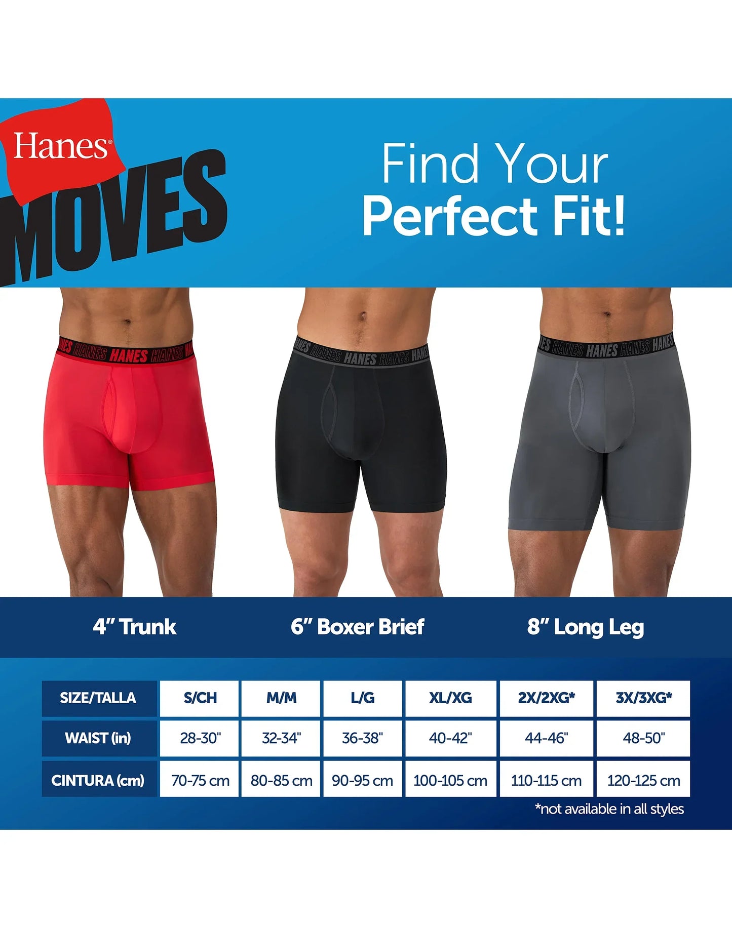 Hanes Moves Ultimate Men's Anti-Chafe Boxer Brief Underwear, Total Support Pouch, X-Temp, Assorted, 4-Pack, 6"