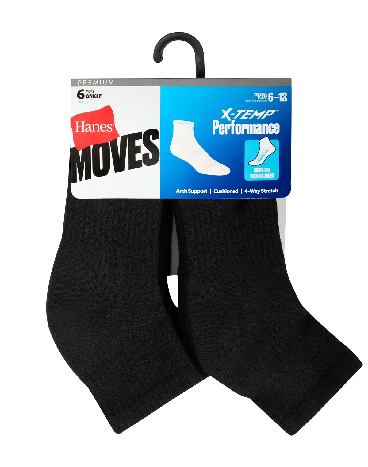 Hanes Men’s Performance Ankle Socks, 6-Pack