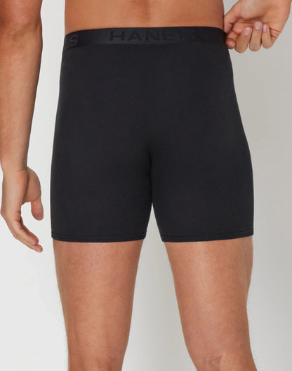 Hanes Ultimate Men&rsquo;s Cotton Boxer Brief Underwear, Comfort Flex Waistband, Black/Grey, 5-Pack