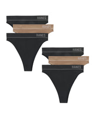Hanes Originals Women's Seamless Rib Hi-Rise Cheeky Underwear, Neutrals, 6-Pack