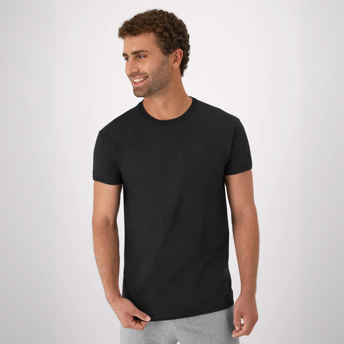 Hanes Men's T-Shirt Pack, Moisture-Wicking Stay-Tucked Undershirts, Black/Grey/Blue, 6-Pack