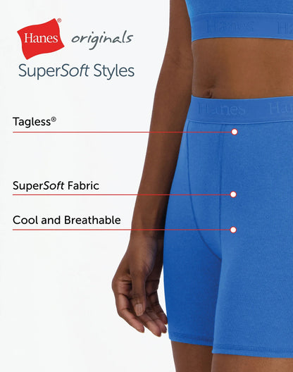 Hanes Originals Women&rsquo;s SuperSoft Comfywear Boxer Shorts, 5"