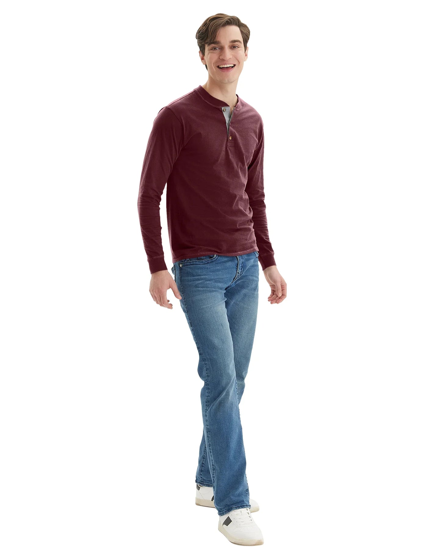 Hanes Beefy-T Men's Long Sleeve Henley