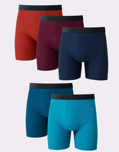 Hanes Ultimate Men&rsquo;s Cotton Boxer Brief Underwear, Comfort Flex Waistband, Assorted, 5-Pack
