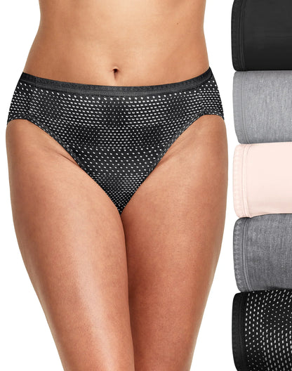Hanes Ultimate Women's Breathable Hi-Cut Underwear, 6-Pack