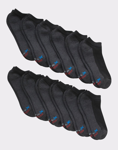 Hanes Men's Cushioned No Show Socks, X-Temp, 12-Pairs