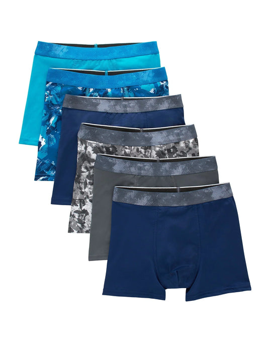 Hanes Moves Boys' Breathable Boxer Brief Underwear, X-Temp, Assorted, 6-Pack