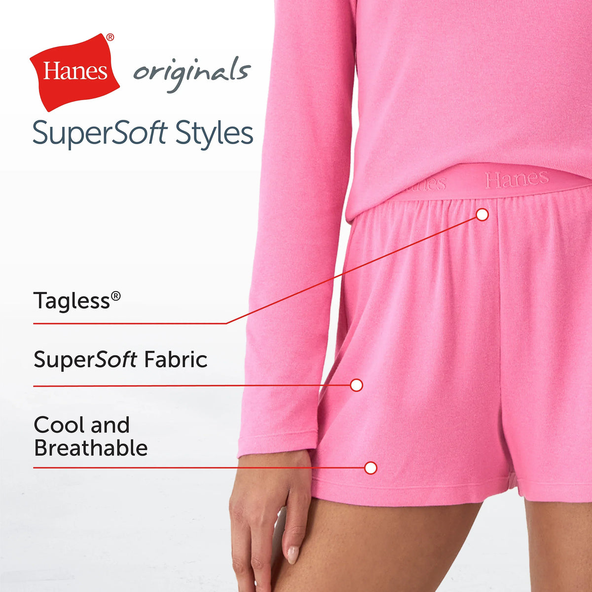 Hanes Originals Women&rsquo;s SuperSoft Comfywear Rib Sleep Shorts