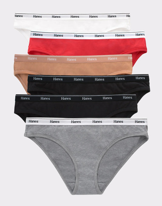 Hanes Originals Women&rsquo;s Bikini Underwear, Breathable Stretch Cotton, 6-Pack