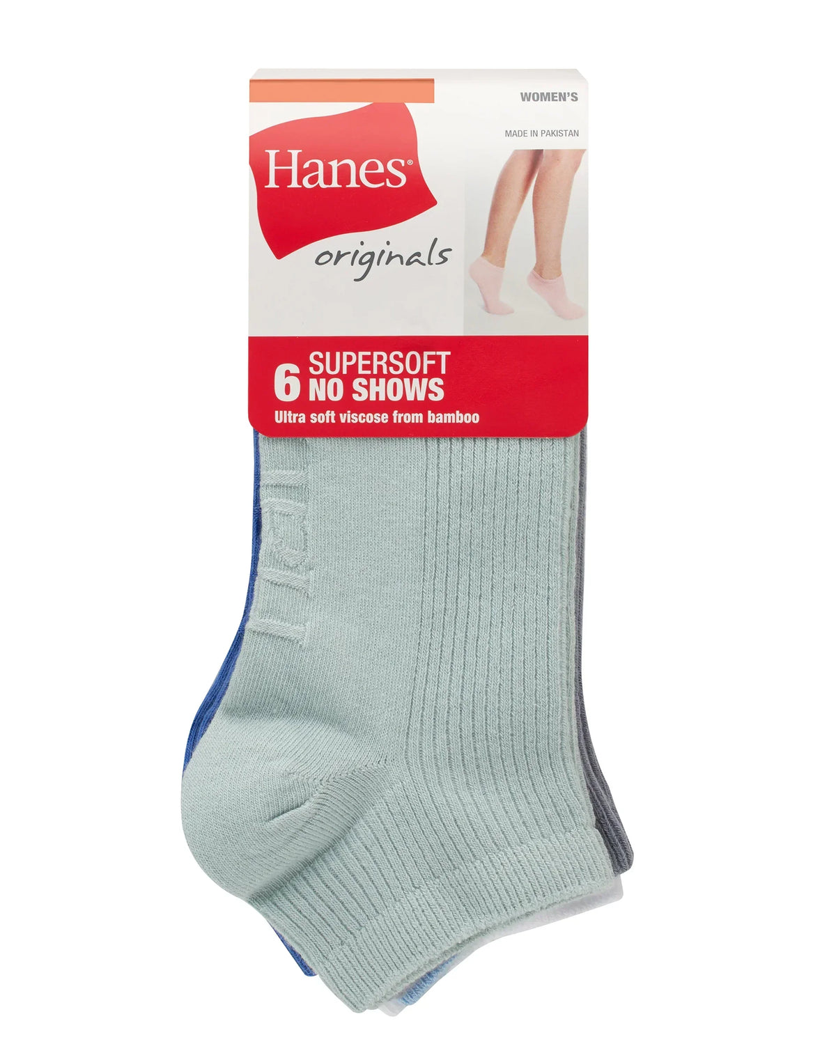 Hanes Originals Women&rsquo;s SuperSoft No Show Socks, 6-Pairs