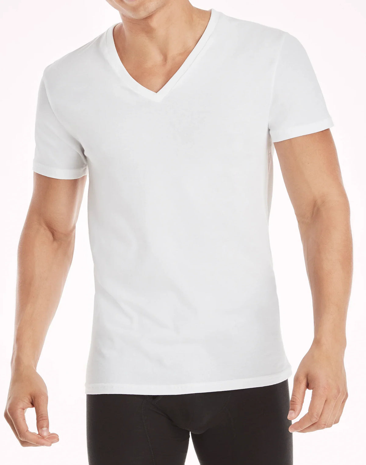 Hanes Ultimate Comfort Fit Men's V-Neck Undershirt, White, 4-Pack