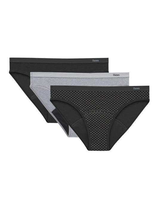 Hanes Comfort, Period. Bikini Period Underwear, Super Leaks, 3-Pack