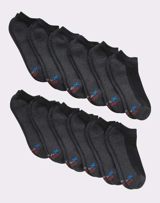 Hanes Men's Cushioned No Show Socks, X-Temp, 12-Pairs