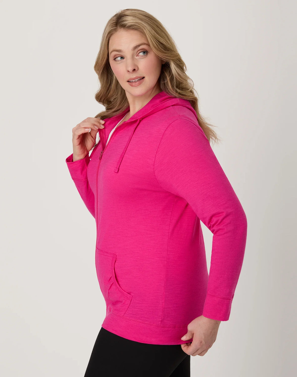 Hanes Women's Slub Jersey Full Zip Hoodie