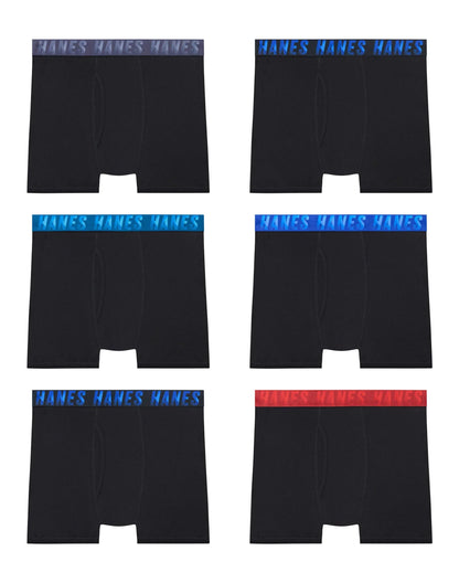 Hanes Moves X-Temp Boys' Underwear Boxer Briefs, 6-Pack, Performance Stretch, Moisture-Wicking