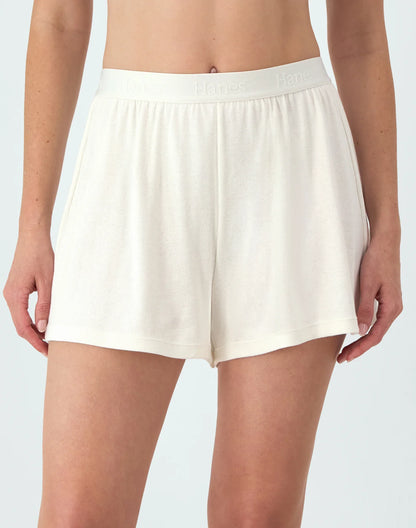 Hanes Originals Women&rsquo;s SuperSoft Comfywear Rib Sleep Shorts