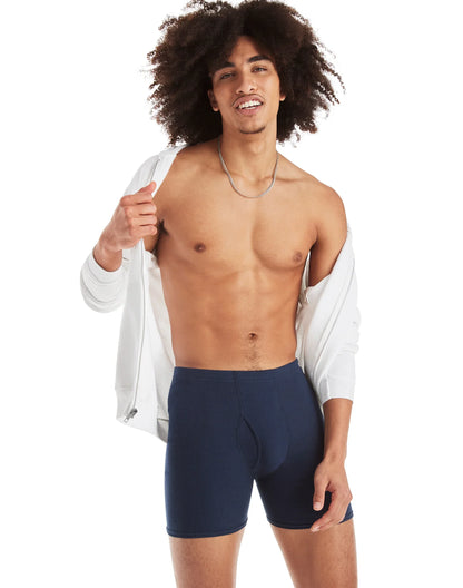 Hanes Men's Boxer Brief Super Value Pack, ComfortSoft Waistband, Assorted Blues, 10-Pack