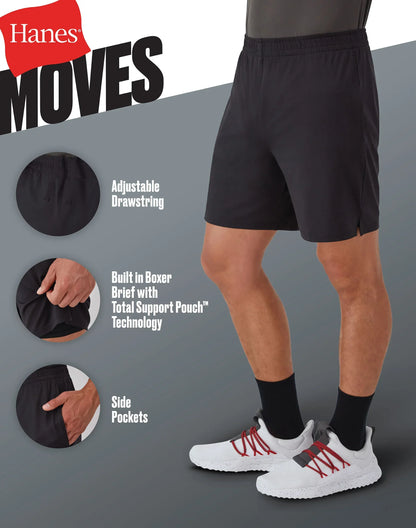 Hanes Moves Men's 2-in-1 Gym Shorts, 7" Inseam