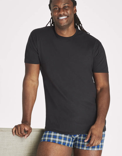 Hanes Ultimate Cotton Tall Men&rsquo;s T-Shirt Pack, Black/Grey, 4- Pack, (Big &amp; Tall Sizes)