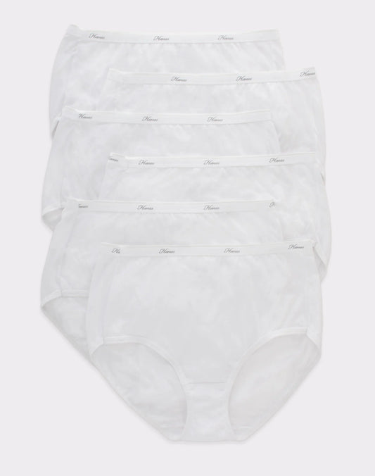 Hanes Women's Cotton Brief Underwear, Moisture-Wicking, 6-Pack