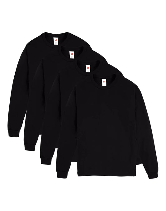 Hanes Essentials Men's Cotton Long Sleeve T-Shirt, Value 4-Pack