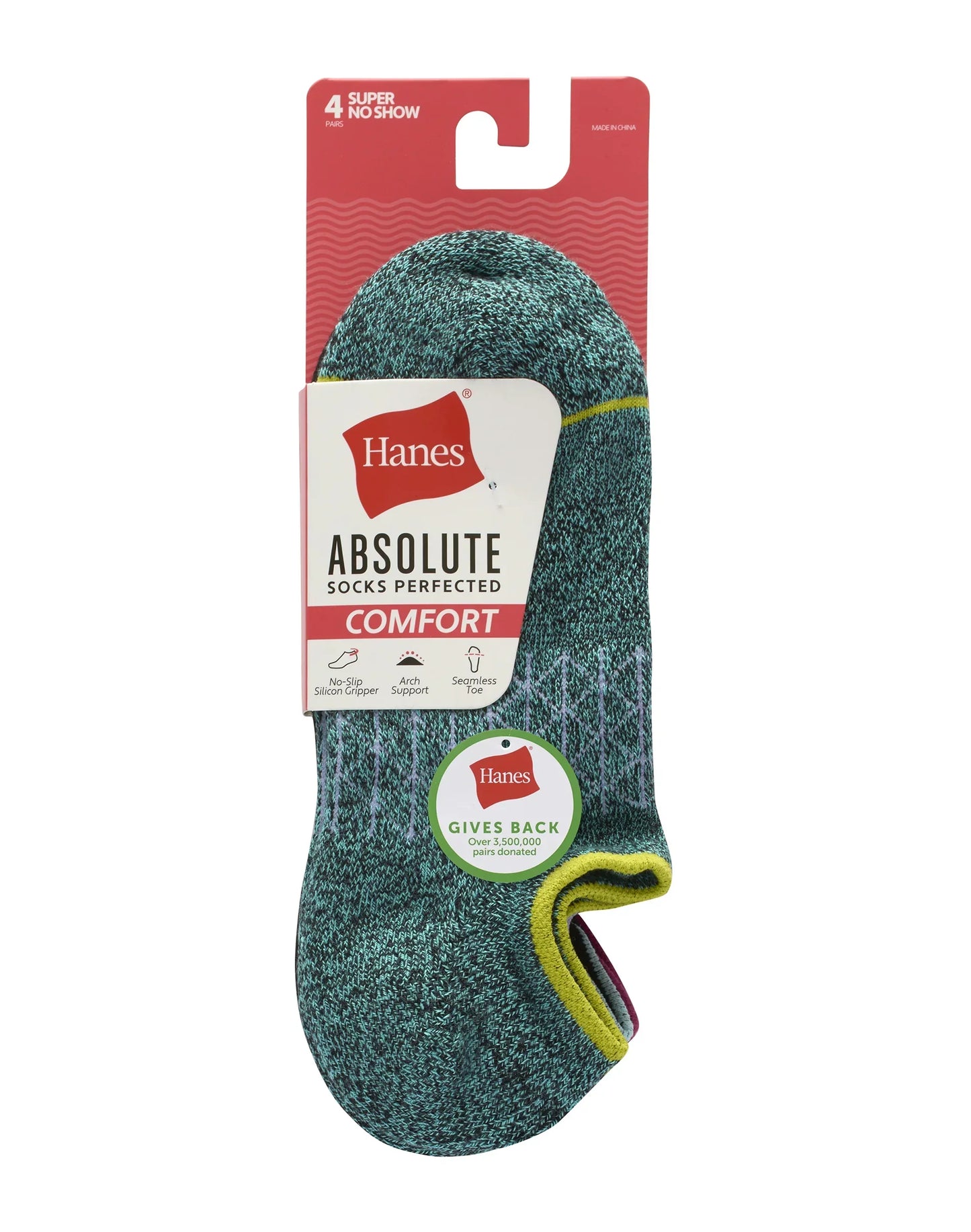 Hanes Absolute Comfort Women's Super No Show Socks Pack, 4-Pairs