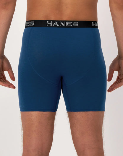 Hanes Ultimate Comfort Flex Fit Total Support Pouch Men's Boxer Brief Underwear, Red/Blue/Black/Grey, 4-Pack