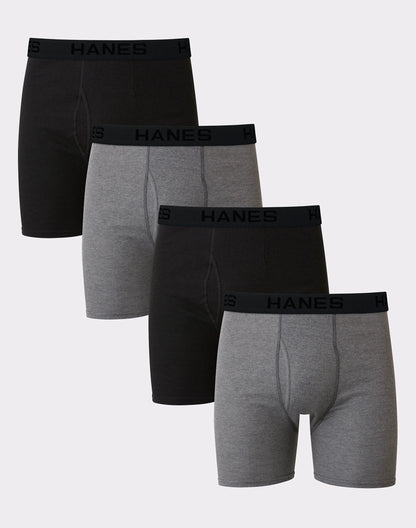 Hanes Ultimate Big Men’s Cotton Boxer Brief Underwear, 4-Pack (Big &amp; Tall Sizes)