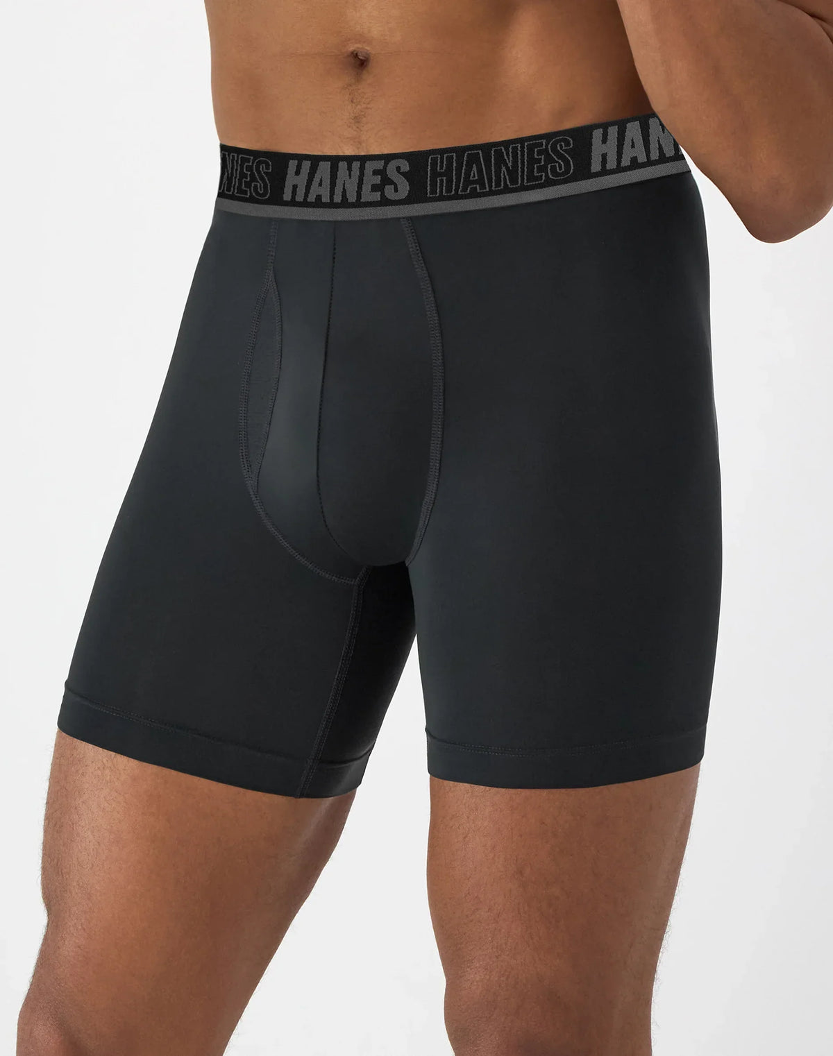 Hanes Moves Ultimate Men's Anti-Chafe  Boxer Brief Underwear, Total Support Pouch, X-Temp, Black, 4-Pack, 6"