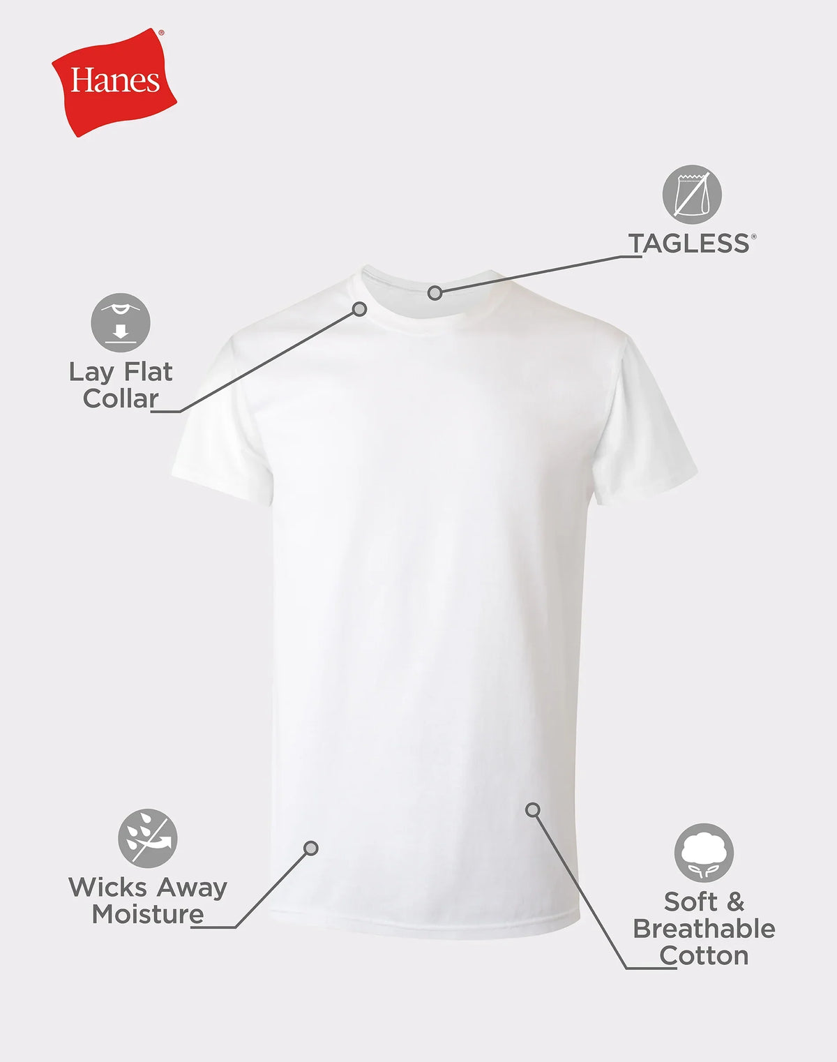 Hanes Men's White Undershirt Pack, 6-Pack, Odor Control