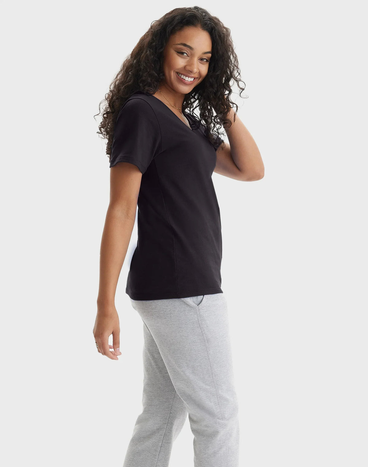Hanes Perfect-T Women's V-Neck Cotton T-Shirt