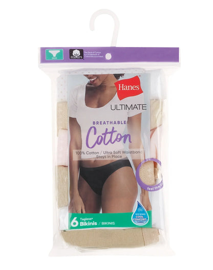 Hanes Ultimate Women's Breathable Cotton Bikini Underwear, 6-Pack