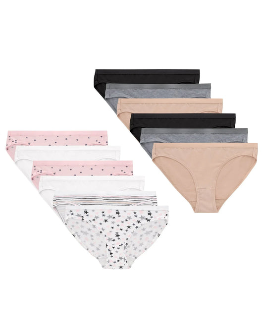 Hanes Girls&rsquo; Underwear Bikini, 12-Pack, Cotton Stretch