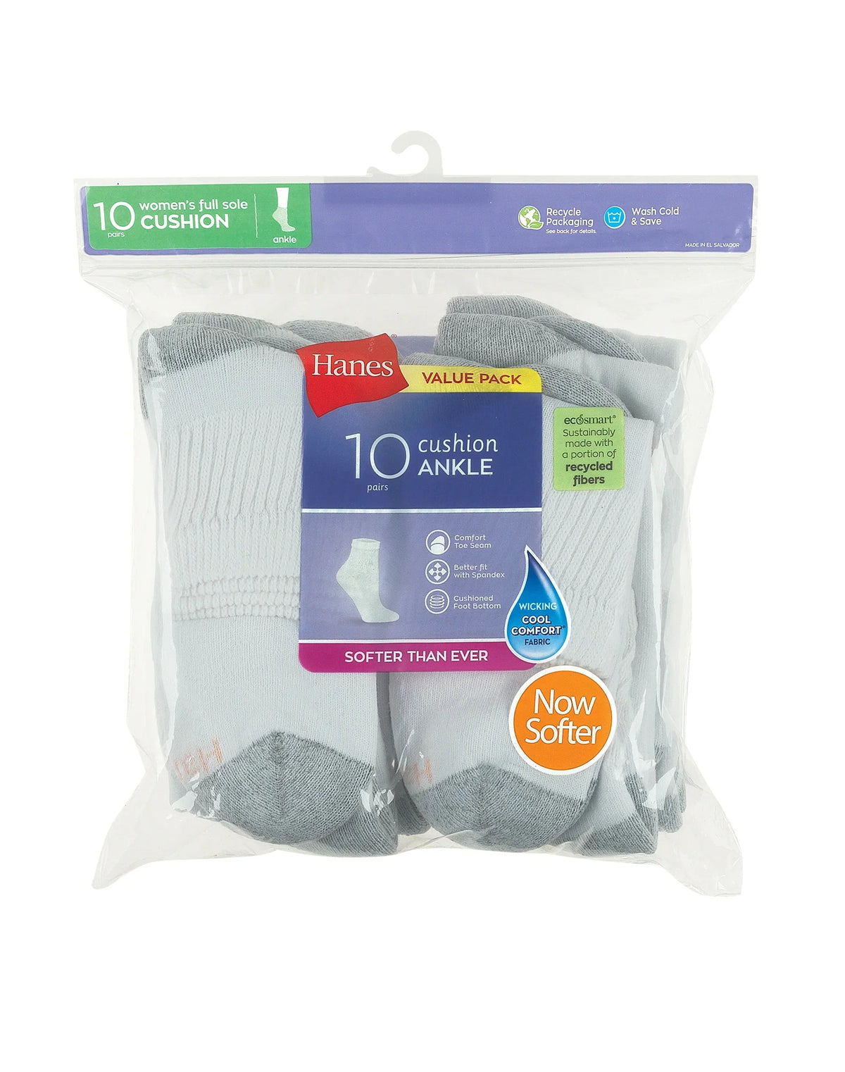 Hanes Women's Athletic Ankle Socks, Full Sole Cushion, 10-Pairs