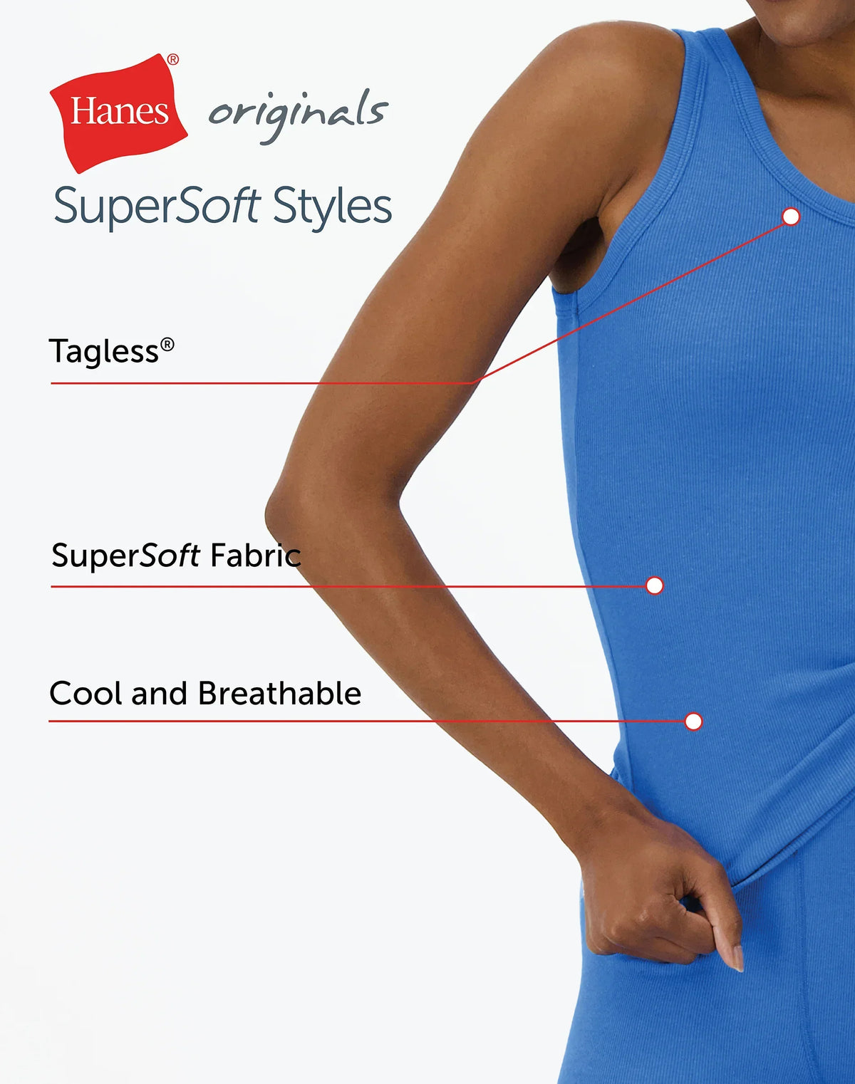 Hanes Originals Women&rsquo;s SuperSoft Comfywear Rib Tank Top
