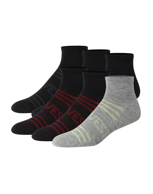 Hanes Moves Breathable Mesh Men&rsquo;s Ankle Socks, Shoe Sizes 6-12, 6-Pairs