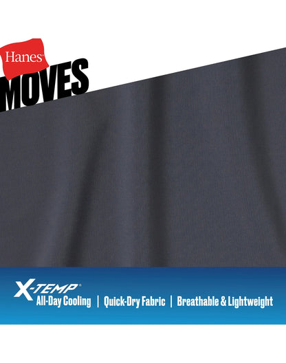 Hanes Moves Ultimate Men's Anti-Chafe Boxer Brief Underwear, Total Support Pouch, X-Temp, Black/Grey/Blue, 4-Pack, 6"
