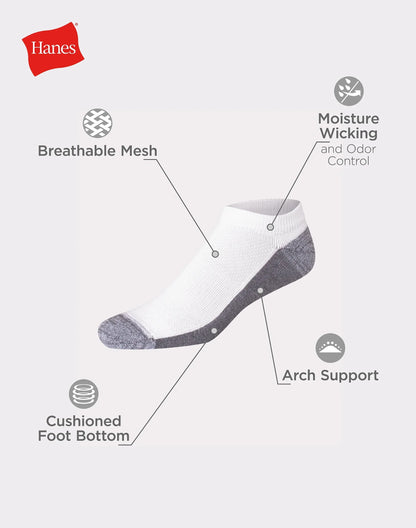 Hanes Men's Cushioned No Show Socks, X-Temp, 12-Pairs